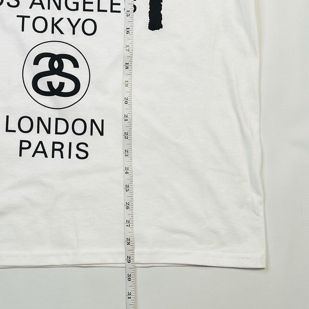 New Stussy World Tour Tee White Mens Size Large Double Sided Logo 2025 - Picture 3 of 9